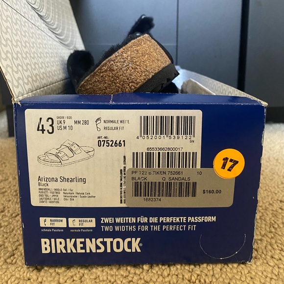 NIB Birkenstock Arizona Black Shearling Sandals - Picture 3 of 7